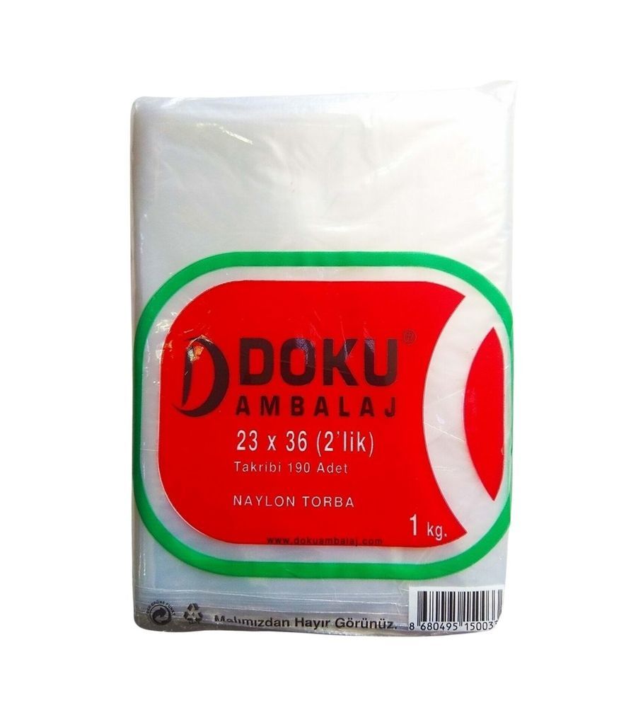 Doku Naylon Şeffaf Torba 1 Kg 23x36 (2'lik)