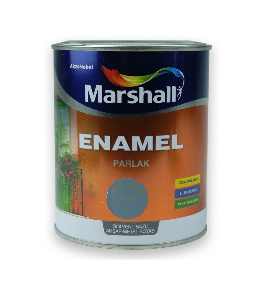 Marshall Enamel Parlak Ahşap Metal Boyası Kurşuni 2,5 L