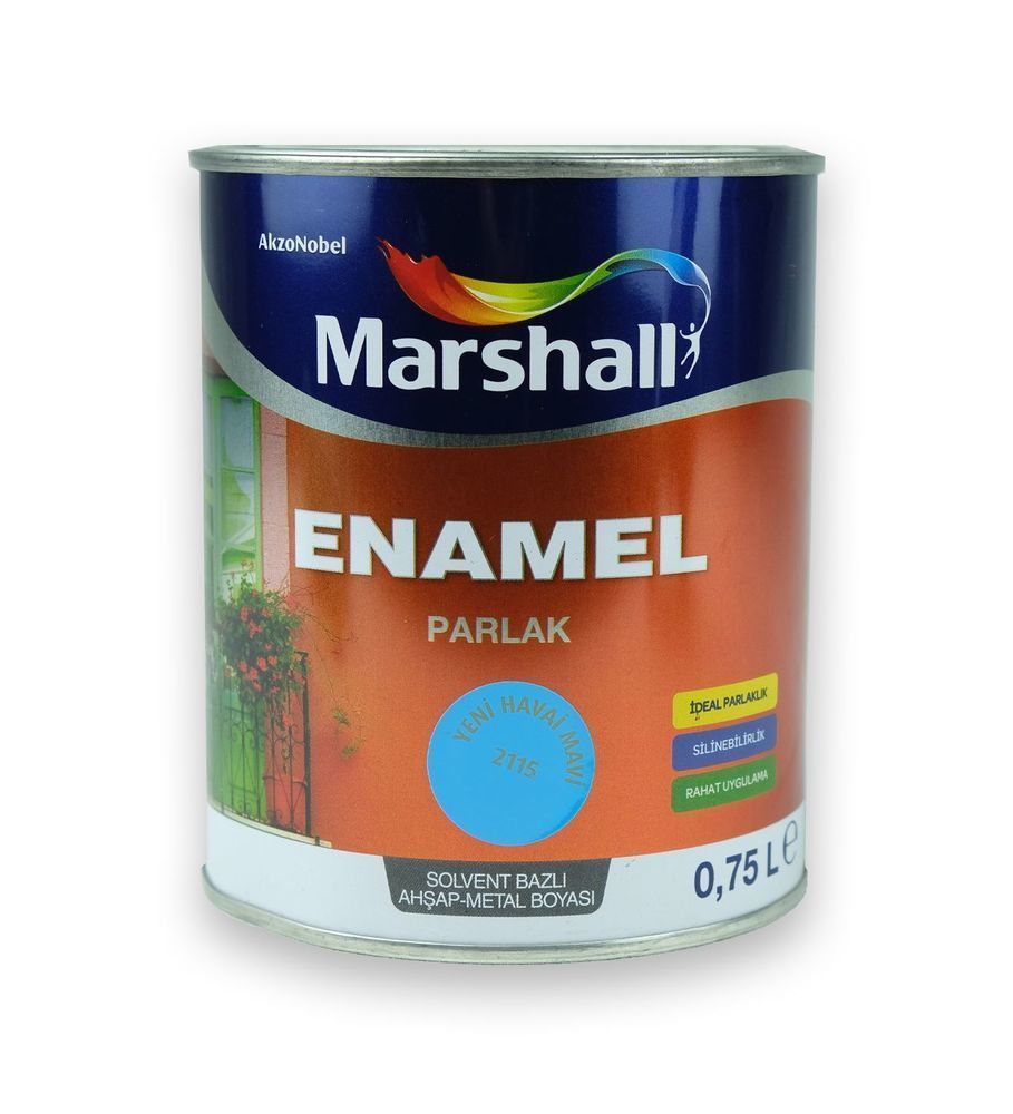 Marshall Enamel Parlak Ahşap Metal Boyası Havai Mavi 0,75 L