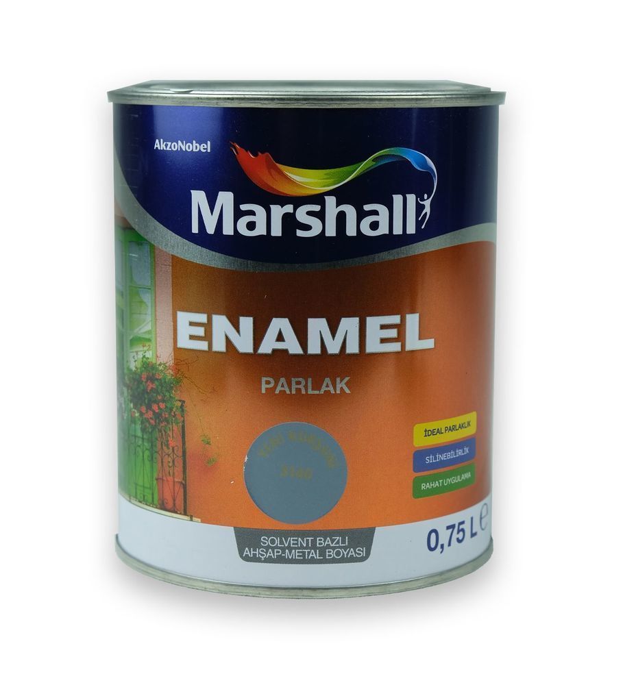 Marshall Enamel Parlak Ahşap Metal Boyası Kurşuni 0,75 L