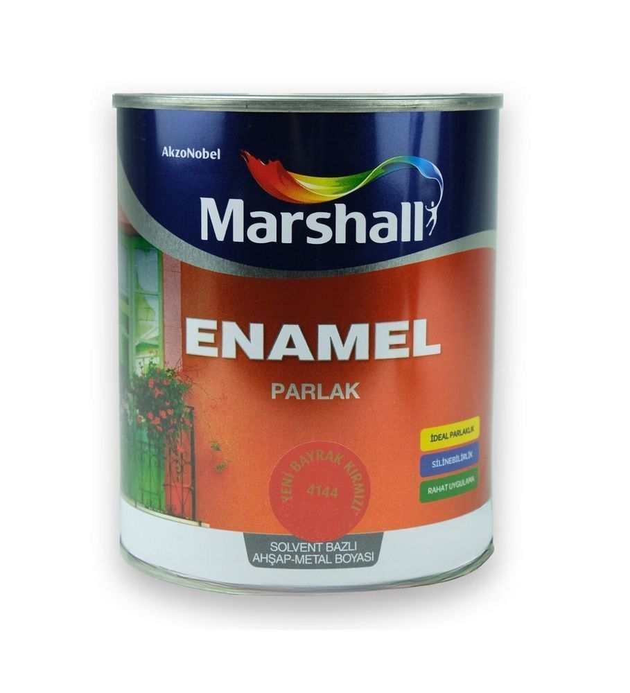 Marshall Enamel Parlak Ahşap Metal Boyası Bayrak Kırmızı 2,5 L