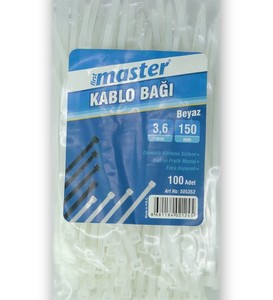 Master Kablo Bağı Plastik Cırt Kelepçe Beyaz 3.6x150 mm(100'lü) #2