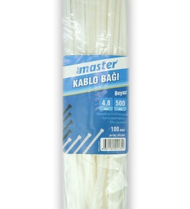 Master Kablo Bağı Plastik Cırt Kelepçe Beyaz 4.8x500 mm(100'lü) #2