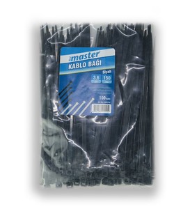 Master Kablo Bağı Plastik Cırt Kelepçe Siyah 3.6x150 mm(100'lü) #1