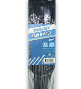 Master Kablo Bağı Plastik Cırt Kelepçe Siyah 4.8x500 mm(100'lü) #2