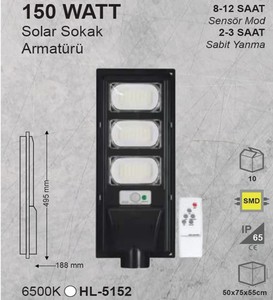 Hero Led 150W Solar Sokak Armatürü Beyaz HL-5152 #3